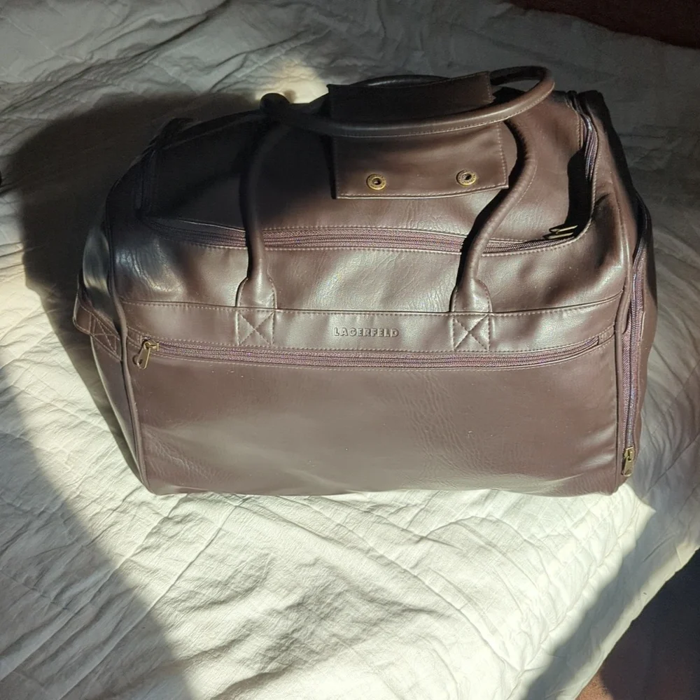Lagerfeld leather travel duffle bag